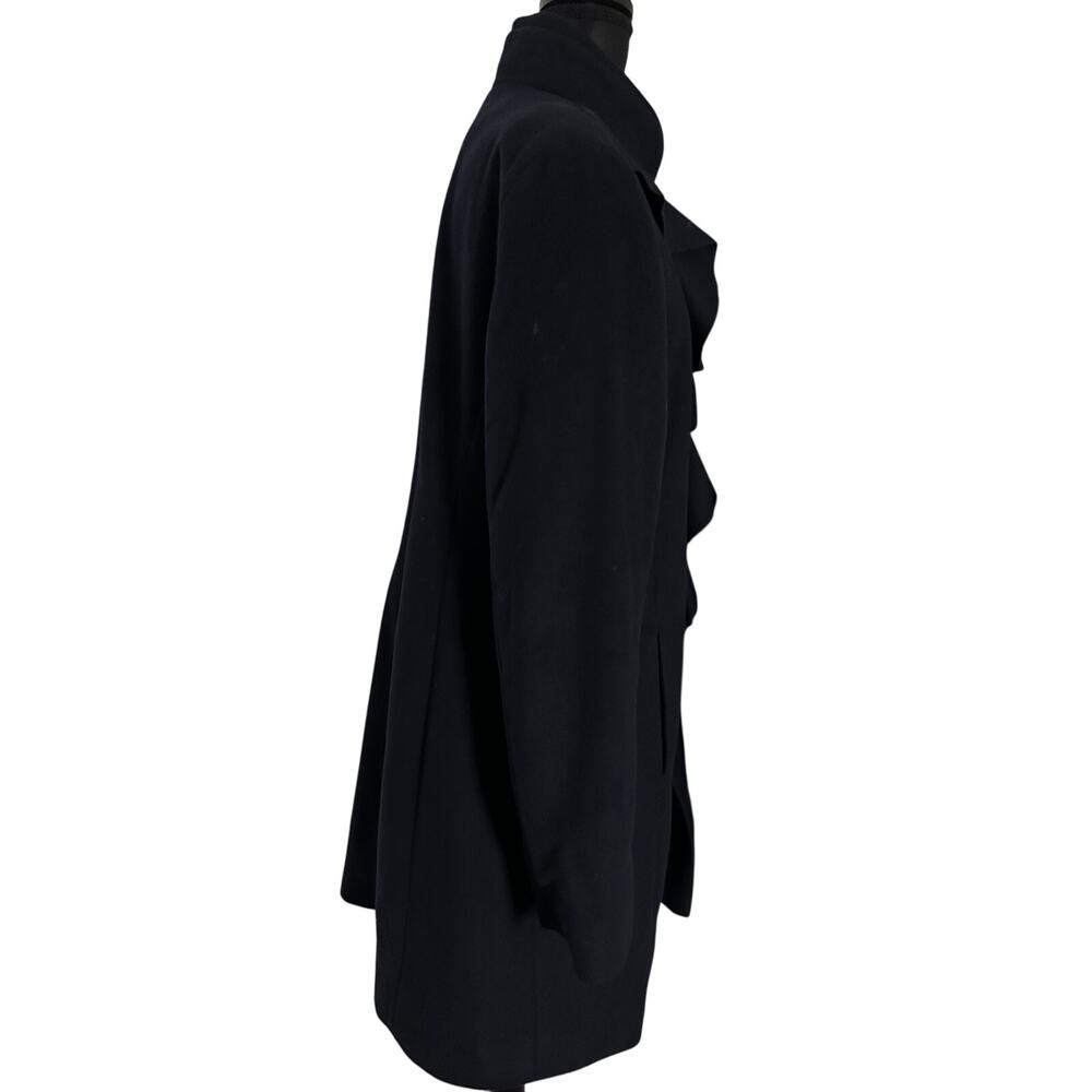 DKNY Walker Women's Coat Ruffle Wool Blend Stand Up Collar Overcoat - Picture 5 of 8